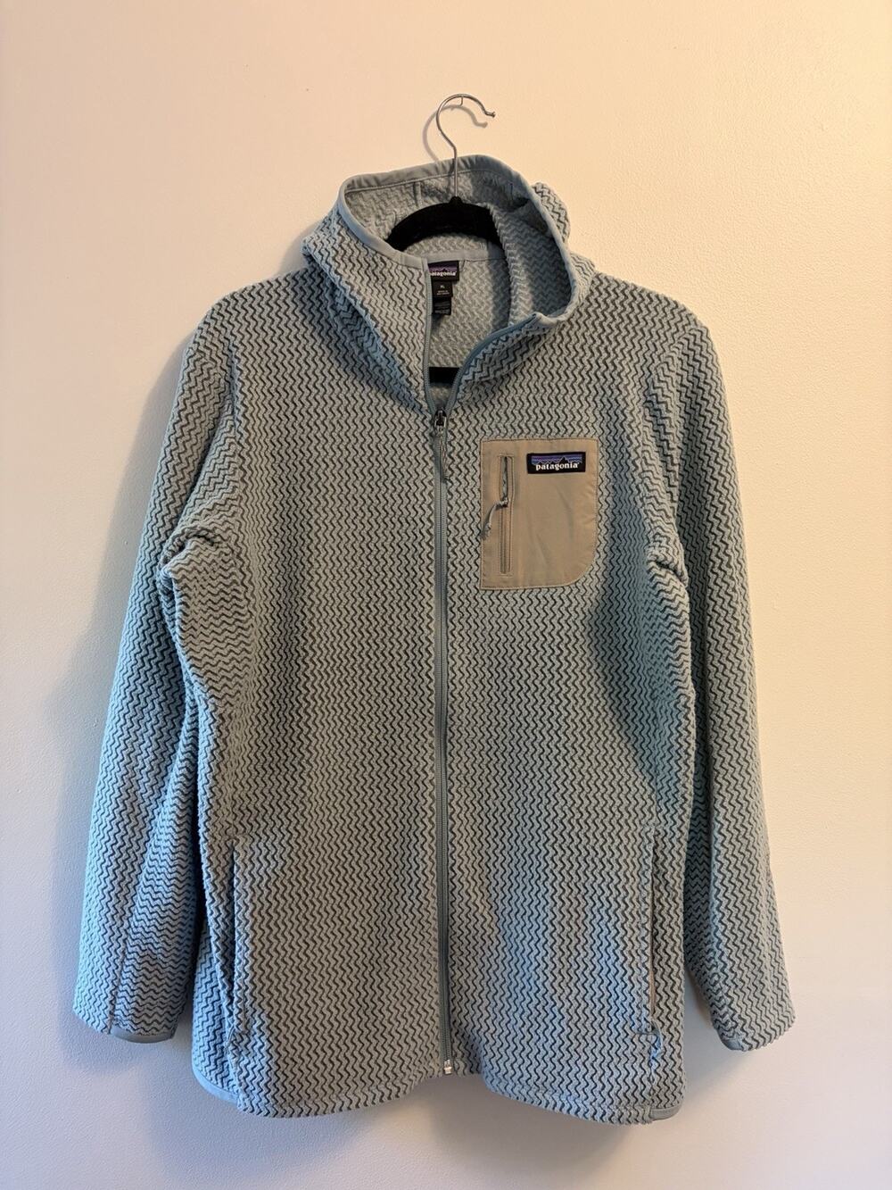 Patagonia Jacket Womens XL Blue R1 Air Fleece Full Zip Hoody Stretch Outdoor